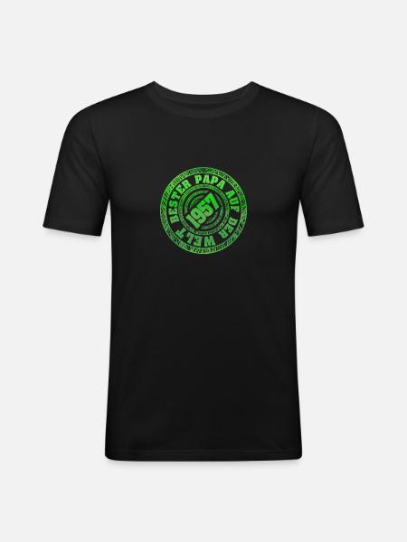 Geboren 1957 - Männer Slim Fit T-Shirt - Schwarz
