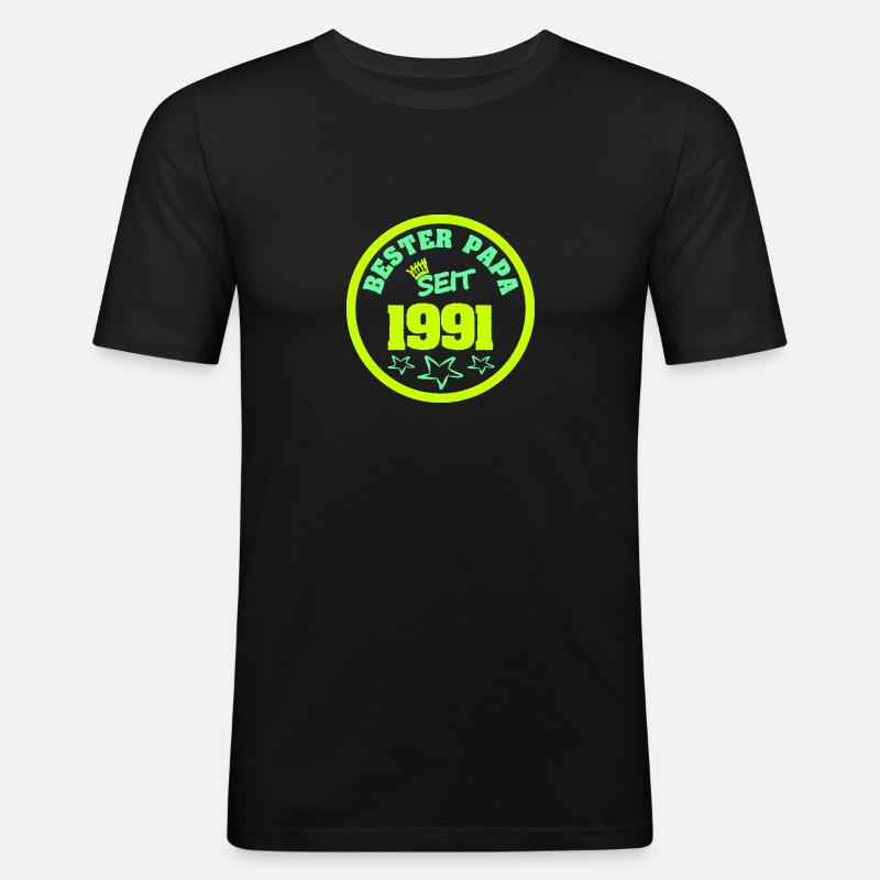 Vater 1991 - Männer Slim Fit T-Shirt - Schwarz
