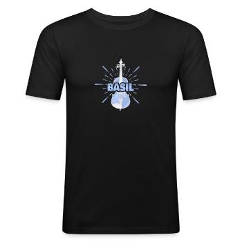 First name Basil - Men's Slim Fit T-Shirt - black - Front - Nik (191cm)