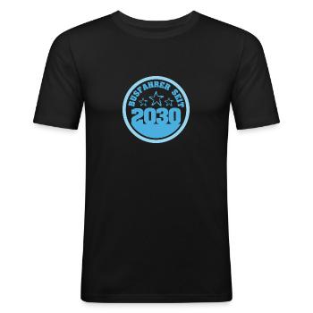 LKW 2030 - Männer Slim Fit T-Shirt - Schwarz - Vorne - Nik (191cm)