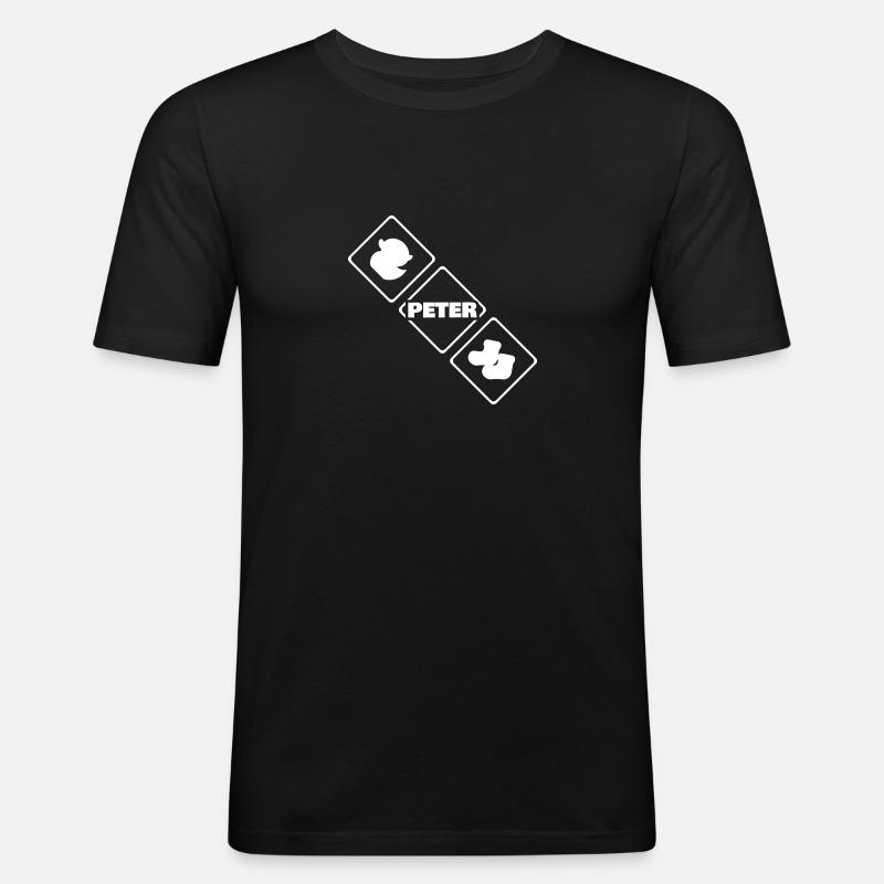 Peter als Geburt - Männer Slim Fit T-Shirt - Schwarz