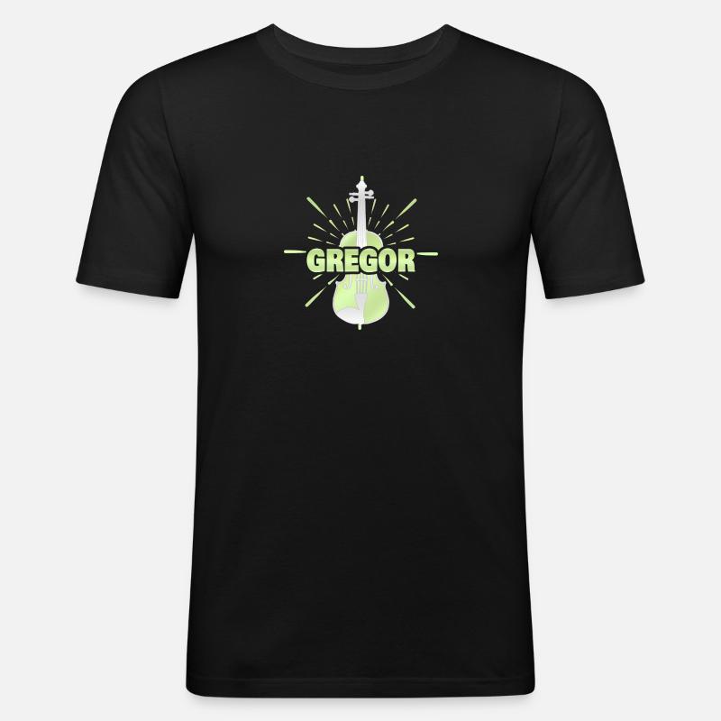 Streichinstrument Gregor - Männer Slim Fit T-Shirt - Schwarz