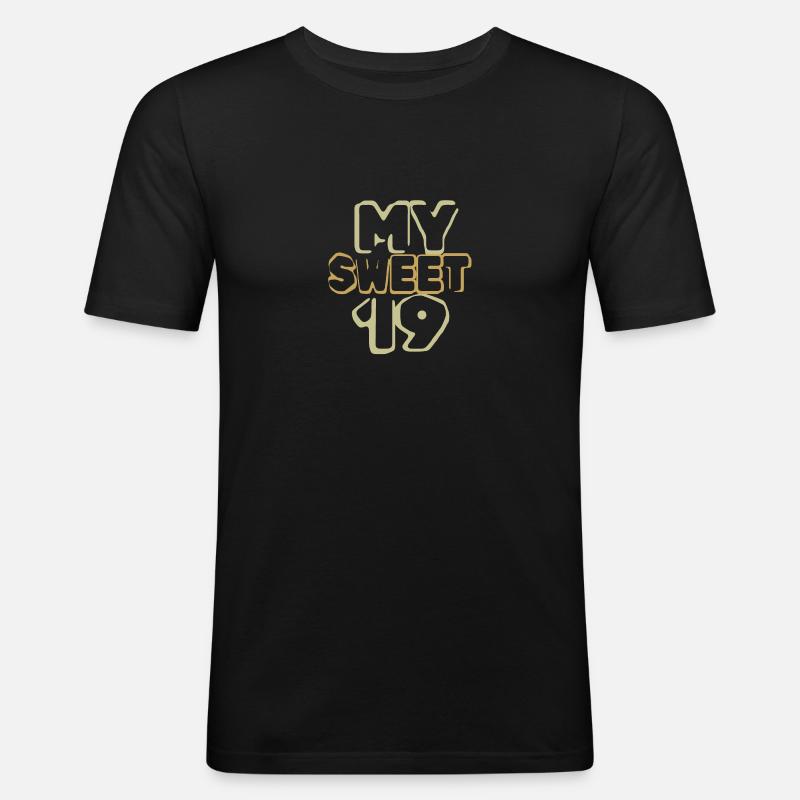 19 - Männer Slim Fit T-Shirt - Schwarz