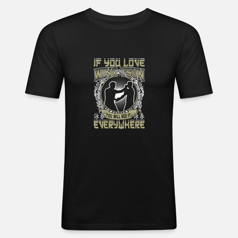 WingTsun Everywhere - Männer Slim Fit T-Shirt - Schwarz