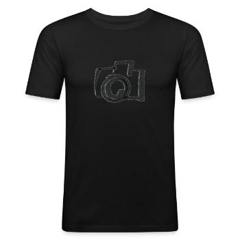 Kamera - Männer Slim Fit T-Shirt - Schwarz - Vorne - Nik (191cm)