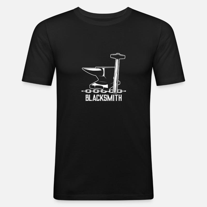 Schmied Hammer Amboss - Männer Slim Fit T-Shirt - Schwarz