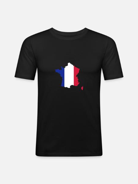 France - Männer Slim Fit T-Shirt - Schwarz