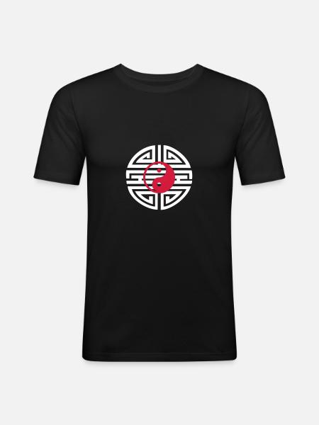 YIN & YANG - Tattoo 05 - Men's Slim Fit T-Shirt - black