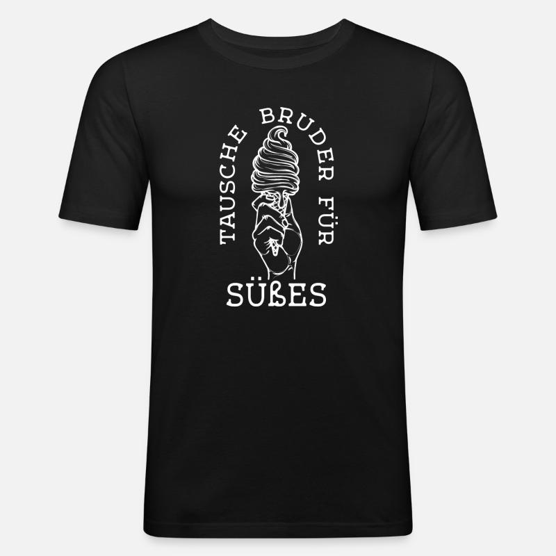 Lustig Süßigkeiten Statement Eis Nachspeise - Männer Slim Fit T-Shirt - Schwarz