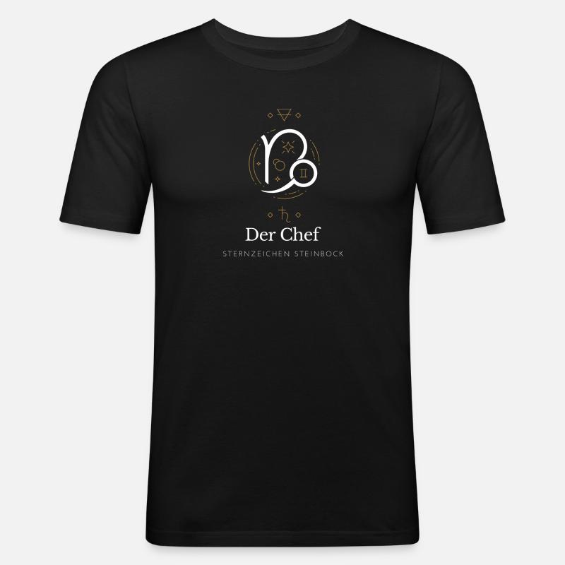 Der Chef - Sternzeichen Steinbock - Männer Slim Fit T-Shirt - Schwarz