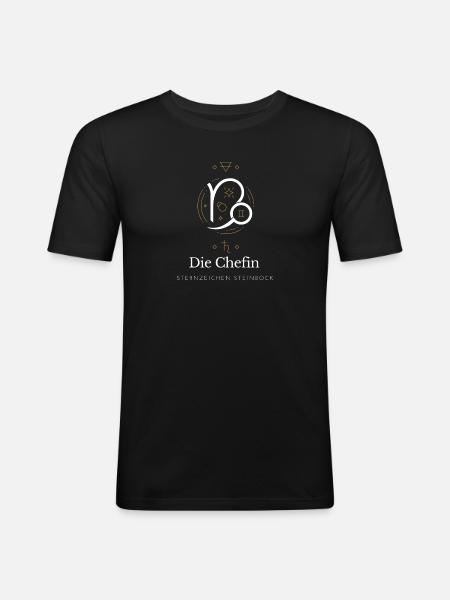 Steinbock Chefin Stil Grafik - Männer Slim Fit T-Shirt - Schwarz