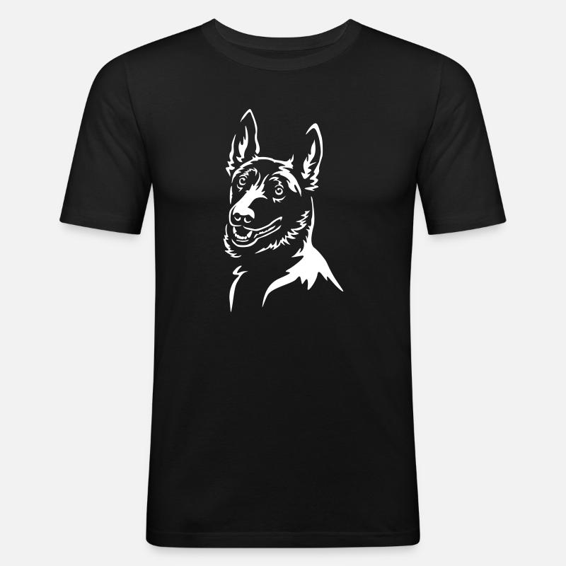 Malinois Kopf "Black Edition" - Männer Slim Fit T-Shirt - Schwarz