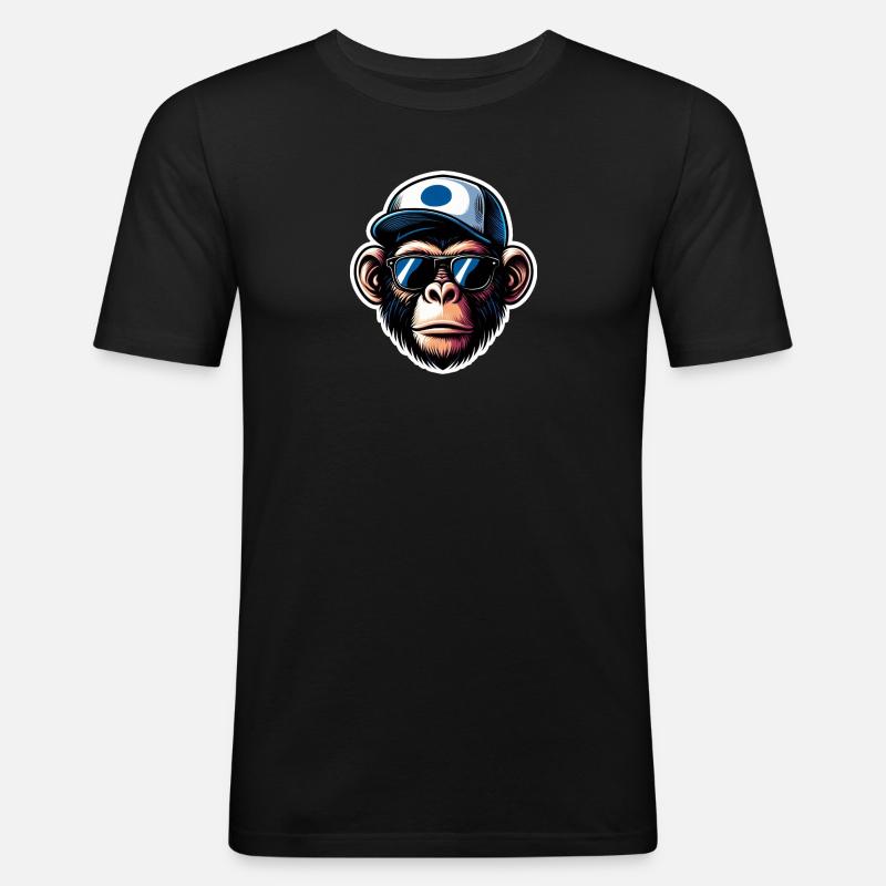 Affe Brille Cap - Männer Slim Fit T-Shirt - Schwarz