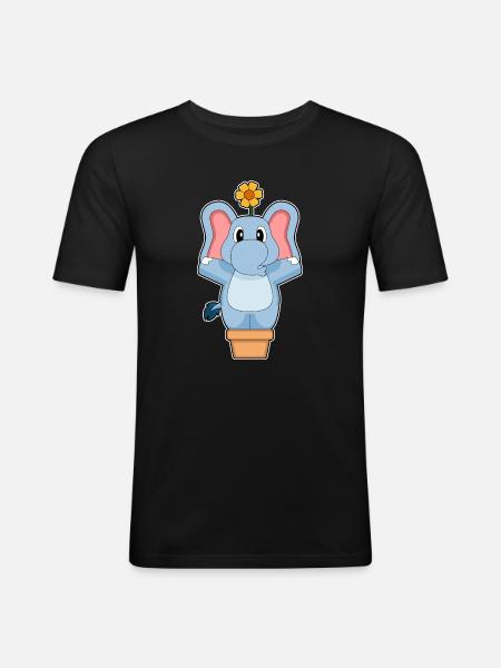 Elephant Flower - Men's Slim Fit T-Shirt - black