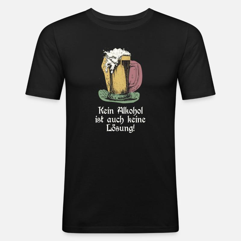 Lustiger Bier Spruch - Männer Slim Fit T-Shirt - Schwarz