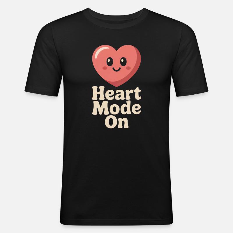 Heart Mode ON – Süßes Herz - Männer Slim Fit T-Shirt - Schwarz