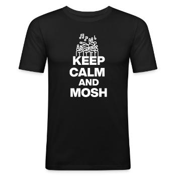 KEEP CALM AND MOSH! FESTIVALSOMMER PARTY w - Männer Slim Fit T-Shirt - Schwarz - Vorne - Nik (191cm)