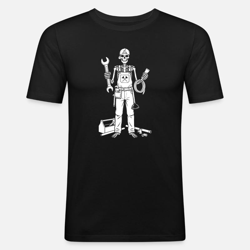 Skeleton Mechanic with Tools - Men's Slim Fit T-Shirt - black