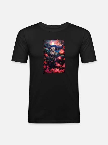 cat cats - Männer Slim Fit T-Shirt - Schwarz