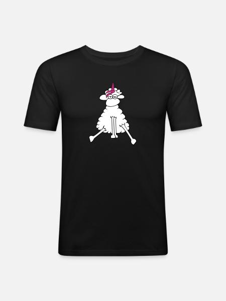 Einhorn locke - Männer Slim Fit T-Shirt - Schwarz