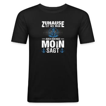 Moin Norddeutschland Ostfriesland - Männer Slim Fit T-Shirt - Schwarz - Vorne - Nik (191cm)