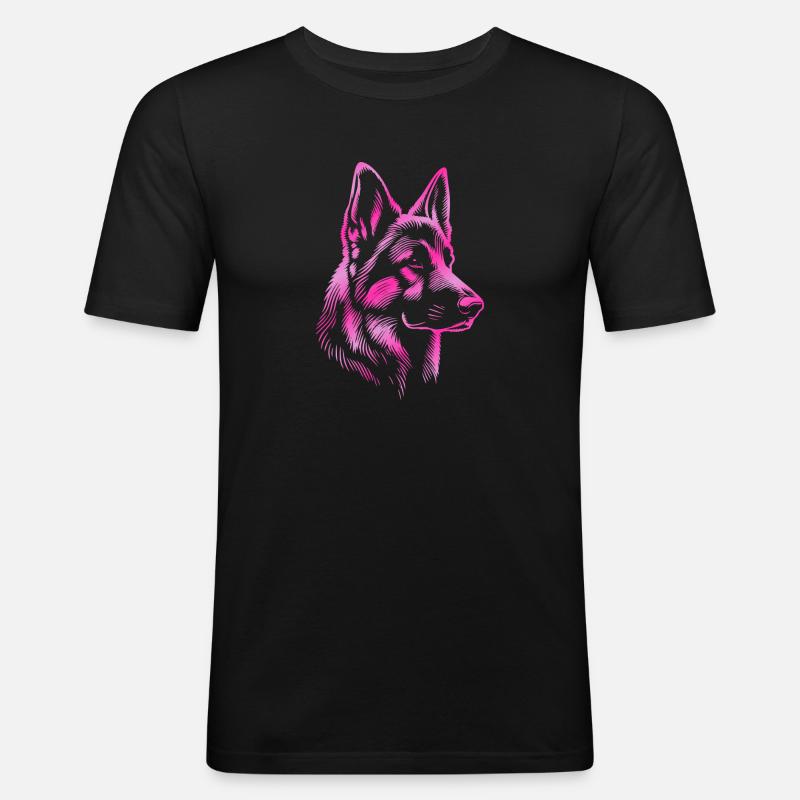 Deutscher Schäferhund Kopf pink - Männer Slim Fit T-Shirt - Schwarz