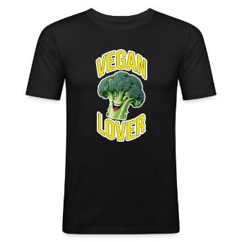 Amante vegano - Maglietta aderente da uomo - nero - Fronte - Nik (191cm)