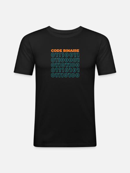Code binaire - T-shirt près du corps Homme - noir