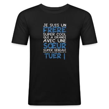 Frangin cadeau humour soeur pour frère - T-shirt près du corps Homme - noir - Devant - Nik (191cm)