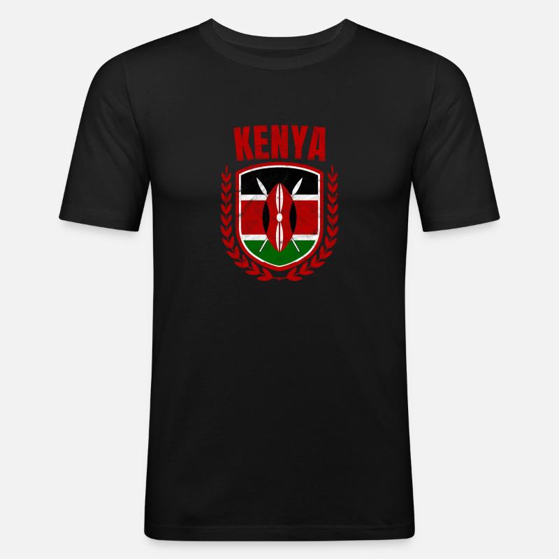 Kenia - Männer Slim Fit T-Shirt - Schwarz