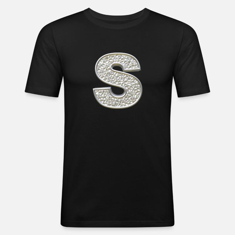 S, letter, initial, monogram, - Männer Slim Fit T-Shirt - Schwarz