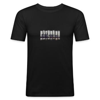 Hamburg Hafen - Männer Slim Fit T-Shirt - Schwarz - Vorne - Nik (191cm)