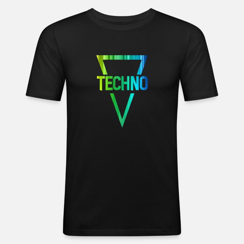 techno r - Männer Slim Fit T-Shirt - Schwarz