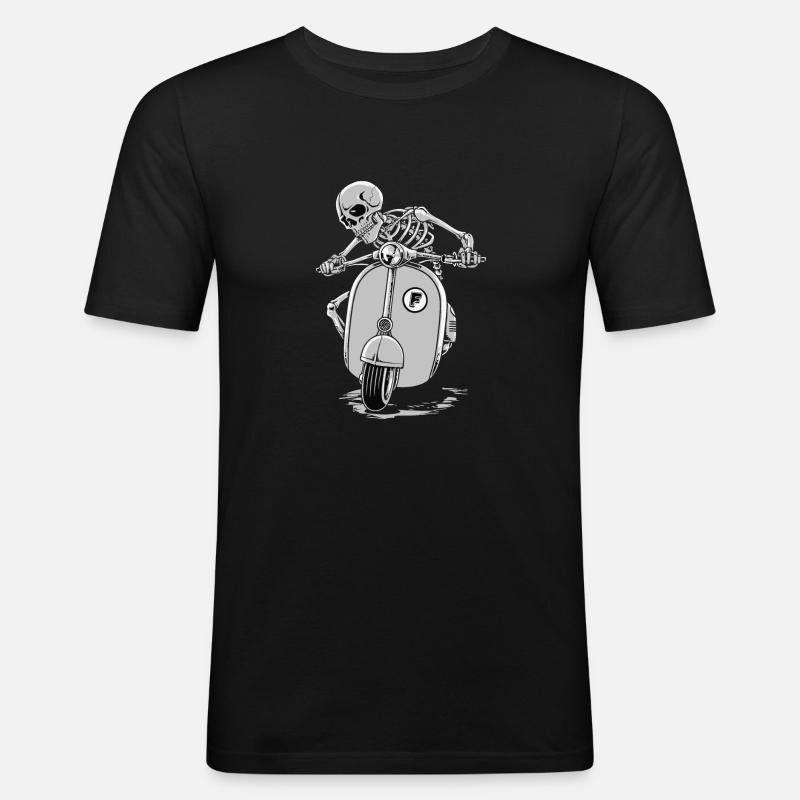 Moto Schädel - Männer Slim Fit T-Shirt - Schwarz
