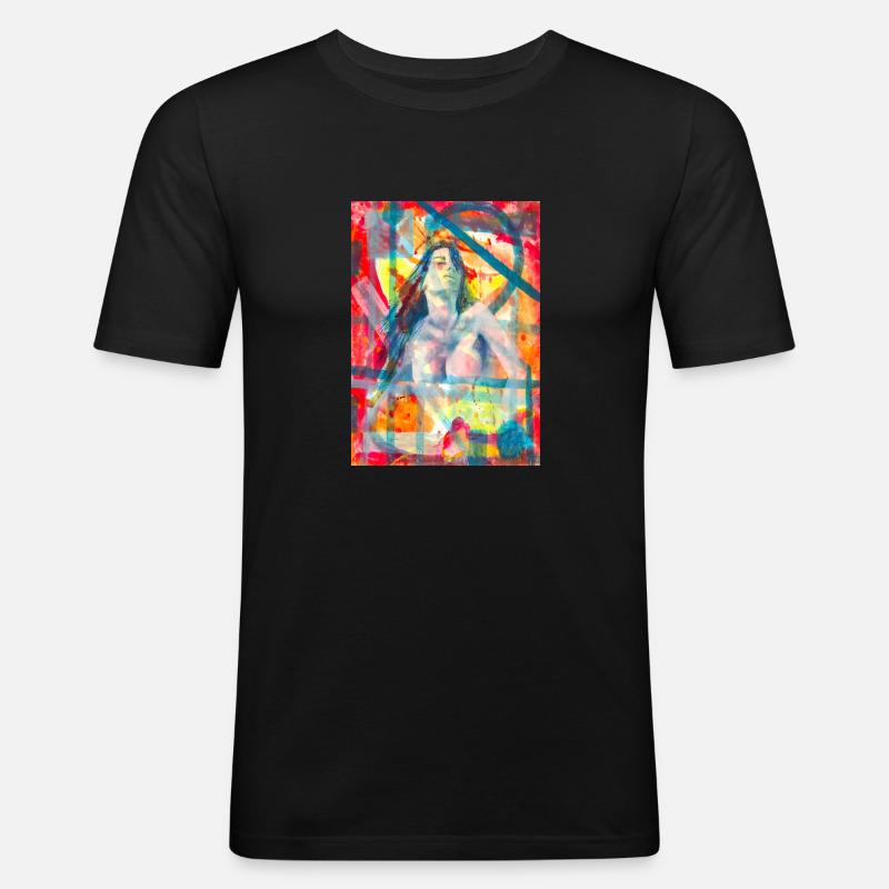 Abstrakte Malerei - Surrealist - Männer Slim Fit T-Shirt - Schwarz