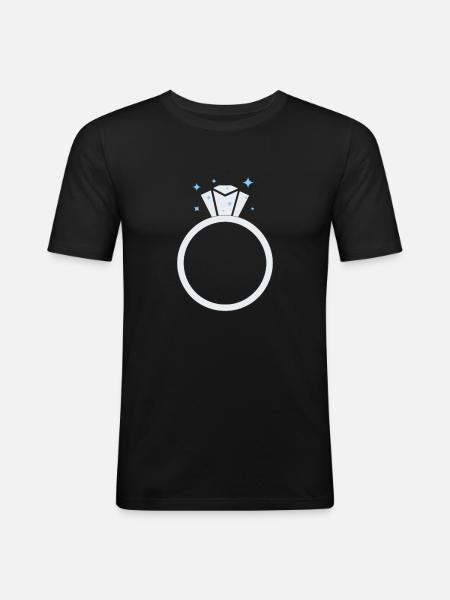 Diamond Wedding ring - Men's Slim Fit T-Shirt - black