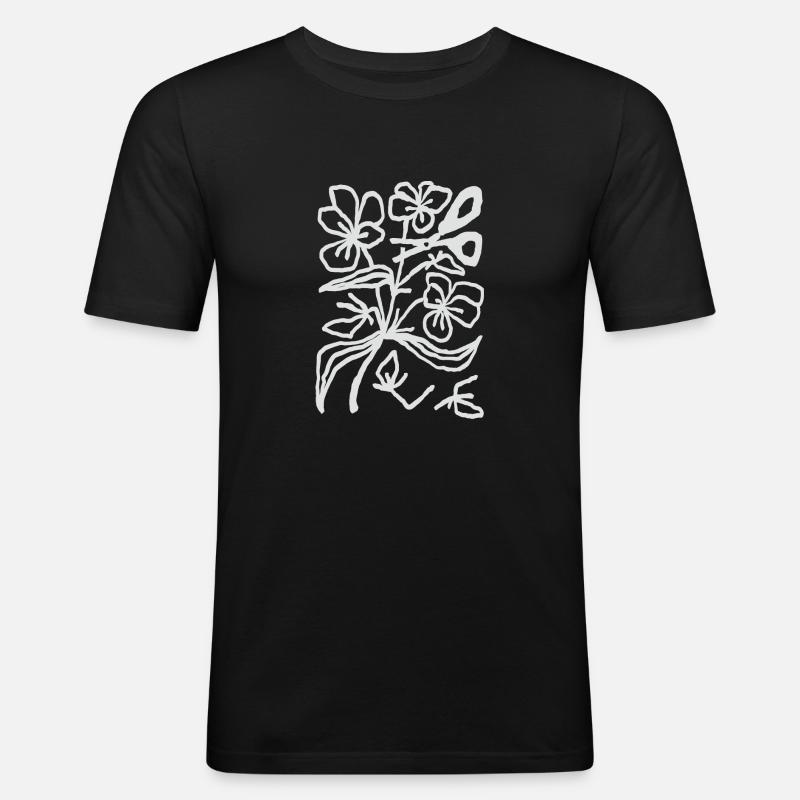 Blume Schere Schnitt - Männer Slim Fit T-Shirt - Schwarz