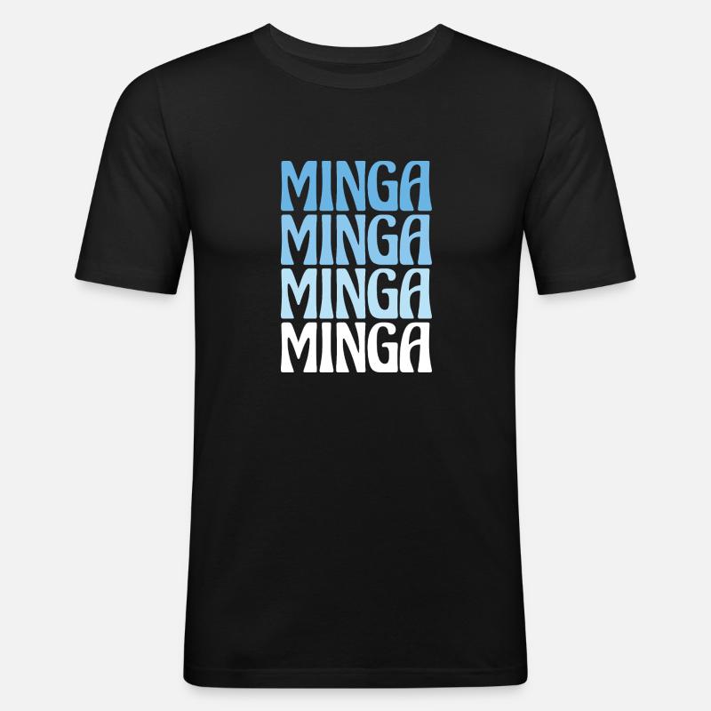 Minga Munich Dialect Gift - Men's Slim Fit T-Shirt - black