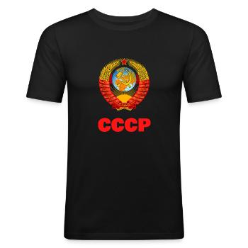 СССР Parti communiste de l’URSS Rétro Vintage russe - T-shirt près du corps Homme - noir - Devant - Nik (191cm)