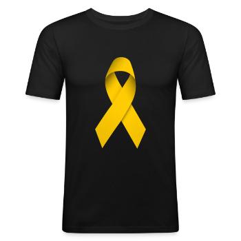 yellow ribbon - Men's Slim Fit T-Shirt - black - Front - Nik (191cm)
