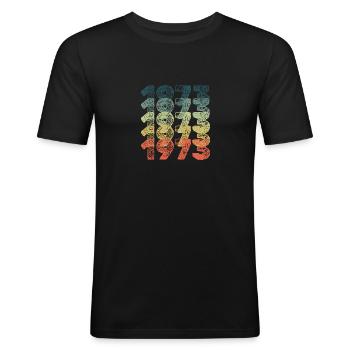 Jahr 1973 - Männer Slim Fit T-Shirt - Schwarz - Vorne - Nik (191cm)