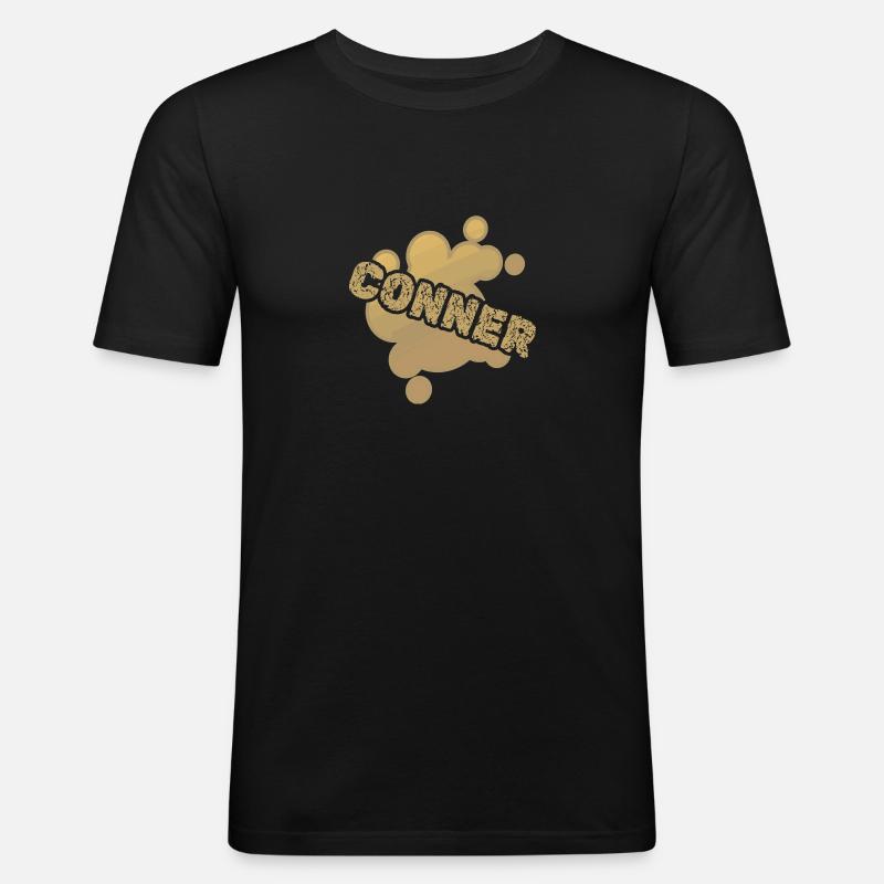Vorname Conner - Männer Slim Fit T-Shirt - Schwarz