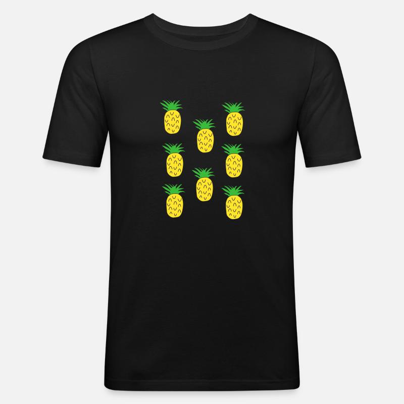 Ananas Muster - Männer Slim Fit T-Shirt - Schwarz