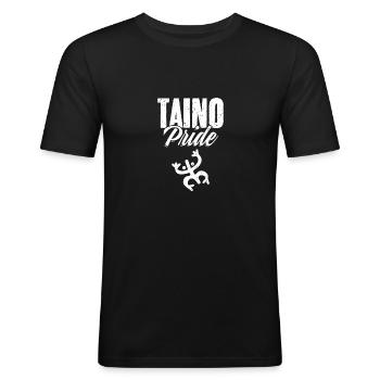 Cool Taino Pride Racines portoricaines A Boricua - T-shirt près du corps Homme - noir - Devant - Nik (191cm)