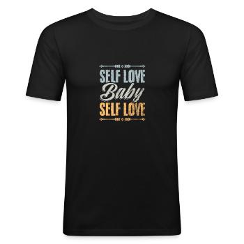 Vintage Self Love Baby Self Love Positive Vibes - Männer Slim Fit T-Shirt - Schwarz - Vorne - Nik (191cm)