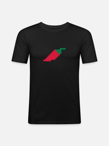 chili, hot, spicy, pepper - Men's Slim Fit T-Shirt - black