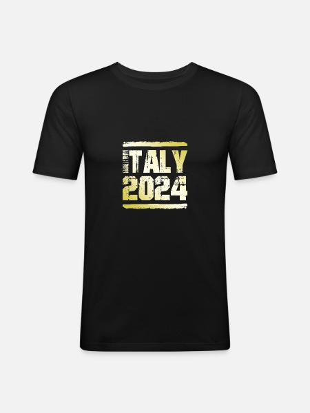 Italy 2024 Gold - Men's Slim Fit T-Shirt - black