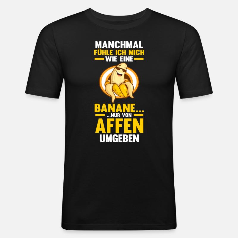 Früchte Affe Banane - Männer Slim Fit T-Shirt - Schwarz