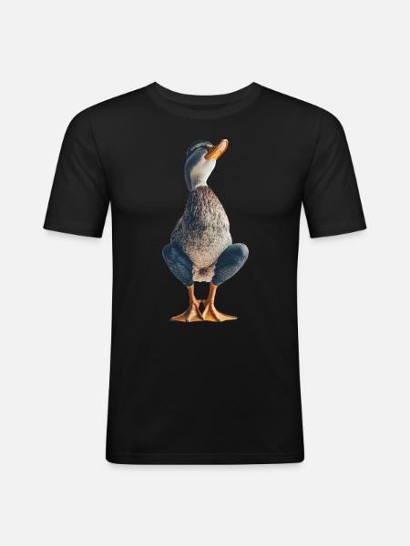 Ente - Männer Slim Fit T-Shirt - Schwarz