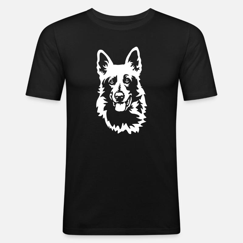 Schweizer Schäferhund Kopf "Black Edition" - Männer Slim Fit T-Shirt - Schwarz